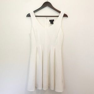 White V neck fit and flare dress